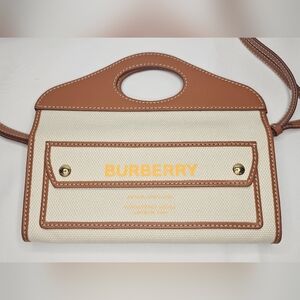 Burberry Tan and Cream Women's Mini Crossbody Bag With COA